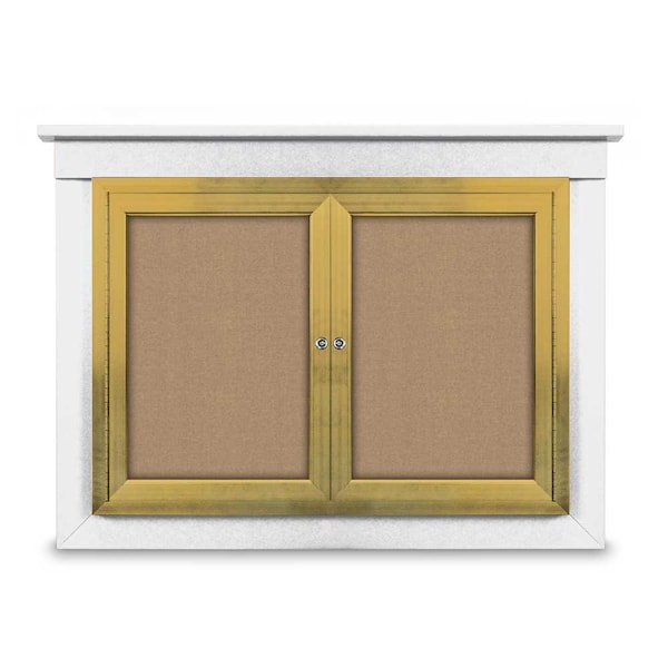 48"x36" 2-Door Enclosed Letterboard, Blue Felt/Cherry
